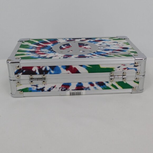 Vaultz Metal School Pencil Box Lockable Peace Tie Dye Hardside Case Keys New - Picture 5 of 8